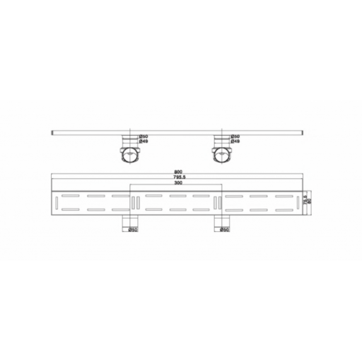 Душевой трап MAGdrain JC 800 Q50-B хром матовый 80*800 мм